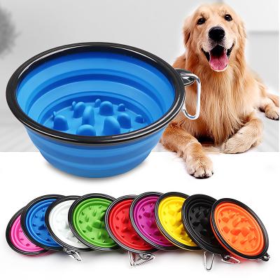 China Customized Adjustable Spill Proof Large Pet Sustainable Slow Feeder Insulated Collapiable Dog Bowl for sale