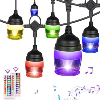 China Outdoor Decoration String Lights IP65 Waterproof Outdoor Patio String Light Color Changing and Voice-Activated Smart RGB LED String Light for sale