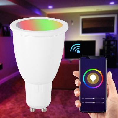 China Hotel Smart WiFi LED Spot Light Bulb RGB Spotlight 6W GU10 Dimmable Work with Alexa Echo Google Home Voice /APP Control Timer for sale