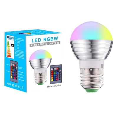 China 3W Hotel Color Changing E14 E27 RGB LED Bulb Light Bulb With Timing Infrared Remote Control Cool White RGBW for sale