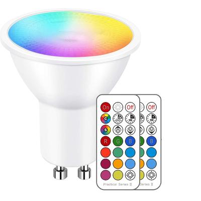 China High Lumens GU10 Energy Saving LED Light Bulb 40 Watt Equivalent Color Changing 12 Colors 3W Dimmable RGB LED Warm White Light With Remote Controller for sale