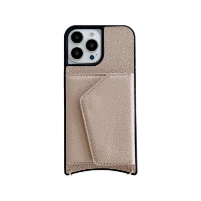 China DIAL Custom Necklace Phone Cases For Iphone14promax Mirror Fit Genuine Leather Cross - Body For Iphone 13 pro for sale