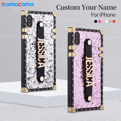 China Glitter Trunk Case Gold Shockproof Custom Metal Personalized Name Phone Case For iPhone14 Pro Max for sale