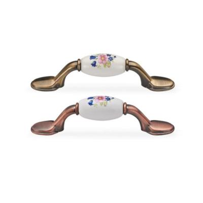 China Modern Hot Sale High Quality Zinc alloy Furniture Hardware Cabinet Handle Ceramic for sale