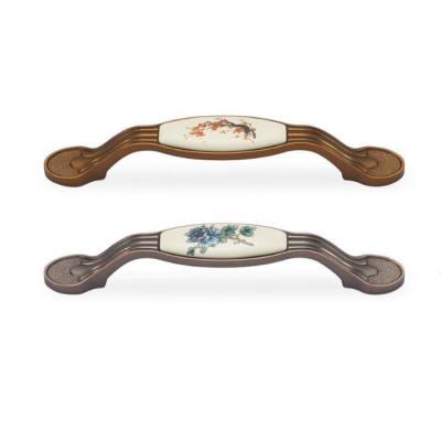 China Modern Classical Zinc alloy Ceramic Kitchen Cabinet Drawer Handle for sale