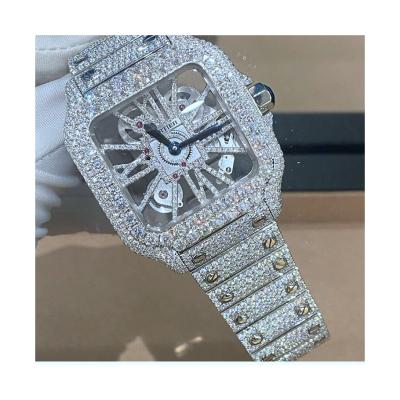 China Custom Made Luxury Iced Out Mechanical Watch Moissanite Diamond Watch Auto Date Fasion Outlet Hip Hop for sale