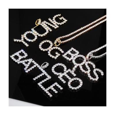 China Hiphop Moissanite Customized Gemstone Letter Necklace Hip Hop Men's Necklaces for sale