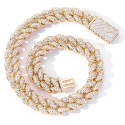 China 925 Luxury Necklace Hiphop Hip Hop Jewelry Passage Tester Miami Gold Plated Mens Miami Moissanite Diamond Cuban Chain 925 Sterling Silver for sale