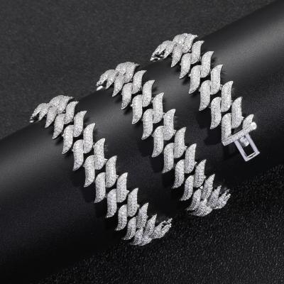 China Custom punk sterling silver cuban link chain for men hip hop moissanite silver jewelry for sale