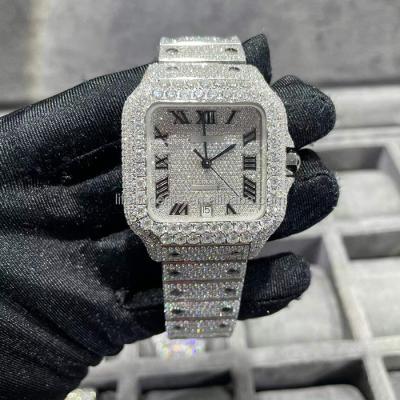 China 2022 Fashion Bling Waterproof Luxury Hip-Hop Completely Iced Out Moissanite Stainless Steel Multifunctional Mechanical Watch for sale