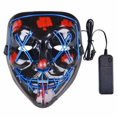 China Glowing Neon Mask Halloween LED Mask Party Costume Purge Mask Scary Mask Horror Cosplay Costume EL DJ Party Light Up Mascara Glow for sale