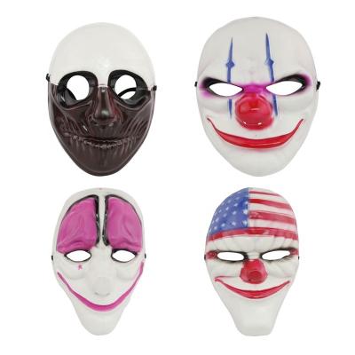 China Halloween Masquerade Clown Carnival Mask Plastic Scary Funny Payday 2 Props Scary Props Supplies for sale