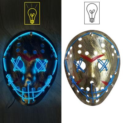 China EL Halloween Mascara Glowing Horror Masks Cosplay Party LED Jason Mask Glowing Mask Neon Halloween Mask for sale