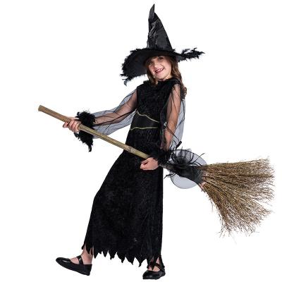 China Europe and America Halloween Fancy Infant Witch with Hat Broom Cosplay Christmas Children Kids Costume Girls Headwear Clothes for sale