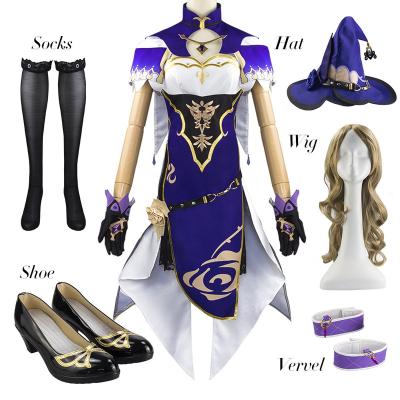 China Anime Game Cosplay Comic Costume Genshin Impact Lisa Witch Pink Purple Sexy Dress Cosplay Costume The Librarian Halloween for sale