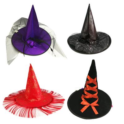 China COS Decorations Halloween Children Adult masquerade dress up witch hat party supplies wizard hat witch hat for sale