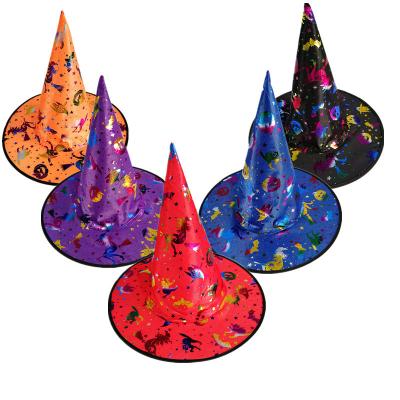 China COS Decorations Halloween Hat Party Supplies Tan Witch Masquerade Dress Up Wizard Hat Magic Hat for sale