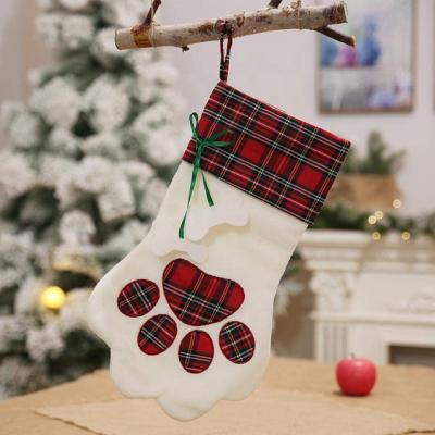 China Dog Paw Socks Xmas Tree Hanging Ornament Christmas Decorations Home Stocking for sale