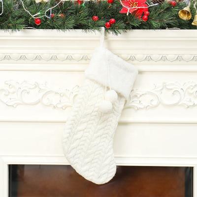 China Home 2019 Hanging Stockings For Christmas Decorations Santa Clause Bulk Christmas Stocking White for sale