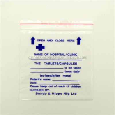 China Disposable Customized Printed LDPE Medical Plastic Ziplock Bag Pill Dispensing Envelopes Bag Hospital Drug Packing Ziplock Bags for sale