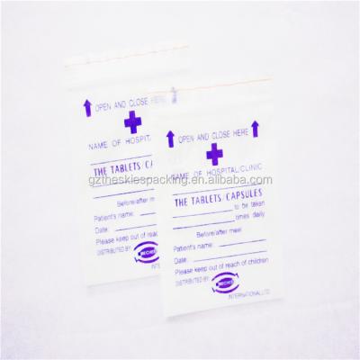 China Disposable Customized Printed Hospital Dispensing Plastic Envelopes 100%LDPE Medical Ziplock Pill Pouch Drug Packing Plastic Bags for sale