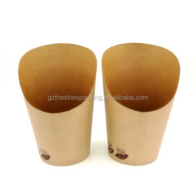 China Hot Selling Food Grade Disposable Customized Kraft Paper French Fries Cup Takeaway Packaging for sale