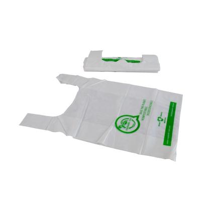 China BIODEGRADABLE OEM Customized Logo Vest Folding T-shirt Bag Shopping Bag Industrial Surface Packing biodegradablePLA+PBAT for sale