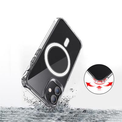 China Waterproof Shockproof Magnetic Clear Transparent Shockproof Phone Case Anti-fall Phone Case Phone Cover For Iphone 12 for sale