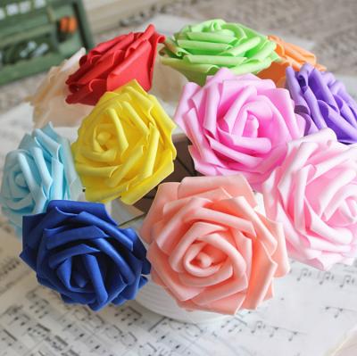 China Beautiful and colorful DIY WEDDING BOUQUET TROLLEY BOX DECORATION 8CM PE FLOWER PINK FLOWER WITH STEM for sale