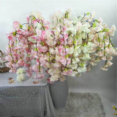 China Wholesale Silk Artificial Cherry Blossom Branches From Beautiful And Colorful Manufacturer For Wedding Decoration for sale