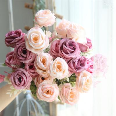 China Wedding Natural Bouquet Decoration Home Maker Touch Artificial Flower Rose Bouquet for sale