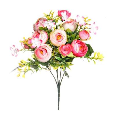 China New Design Beautiful and Colorful Wholesale Artificial Flower Rose Bouquets for Wedding Table Home Decor for sale