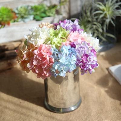 China Beautiful and Colorful Artificial Flower Wedding Cheap Colorful Mini Hydrangea Wholesale Silk Home Decor for sale