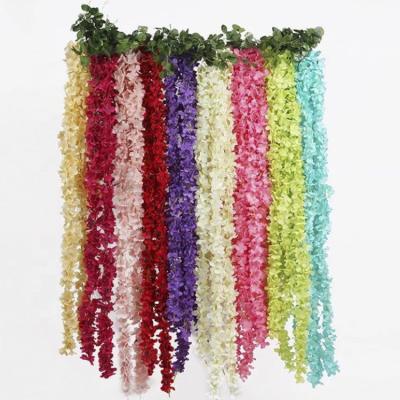 China Factory 2m Beautiful and Real Touch Artificial Wisteria Wall Hanging Silk Wedding Flower Artificial Flowers Wholesale Decoration for sale