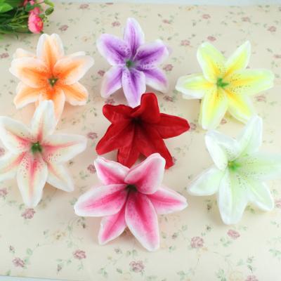 China Beautiful and Colorful Artificial Silk Lily Flower Head for DIY Hair Flower Wedding Accessory Decoration for sale