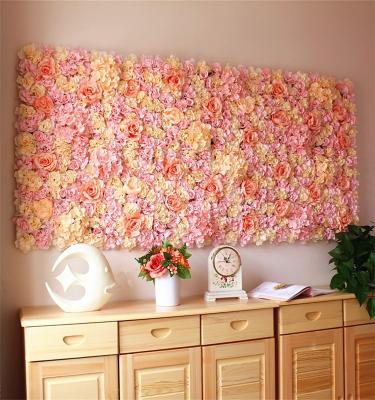 China Beautiful and colorful decorative flower panel for the flower wall handmade with artificial silk flowers for wall decor for sale