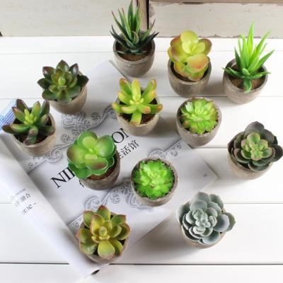 China Beautiful and Real Potted Fake Touch Artificial Succulents Mini Potted Plants Fake Succulents for Home Decoration for sale