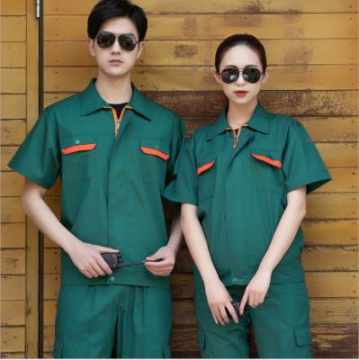 China Short-sleeved workwear workwear set embroidery men's machine repair protective clothing thin machining work suit for sale