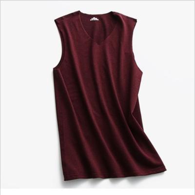 China Mens Milk V-Neck Winter Solid Color Sleeveless Wide Shoulder Silk Heart Vest QUICK DRY Plus Size Mens Vests for sale