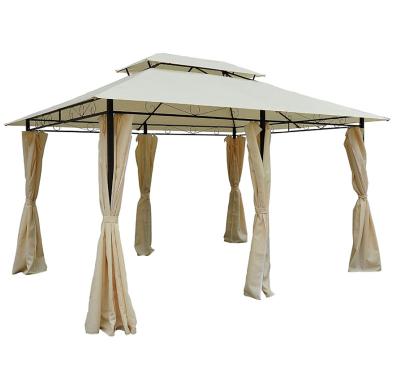 China Wholesale 2-Tier Waterproof Steel Outdoor Garden Gazebo With Vented Soft Top Canopy And Removable Curtains for sale