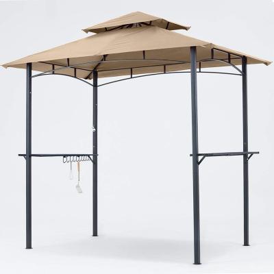 China Modern Double Sunshade BBQ Metal Garden Grill Gazebo 8ft*5ft Flat Roof for sale