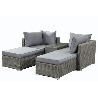 China Eco-freindly 5 piece conversation sectional sofa patio set, outdoor rattan furniture garden furniture wicker sofa chair set with cushion. for sale