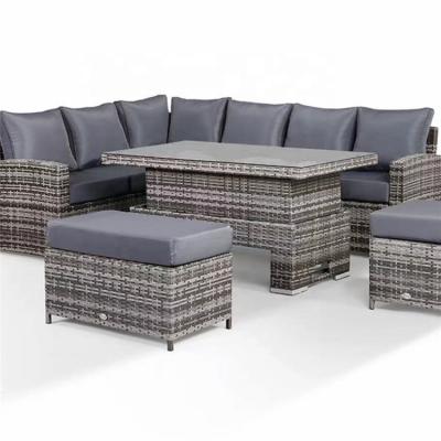 China Manufacturer Modern Professional Outdoor Hotel Furniture Gray Steel Sofa 5pc Set for sale