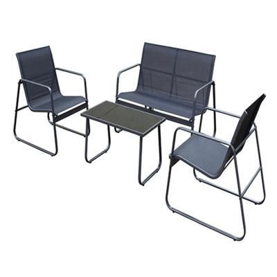 China Modern Hot Selling Modern Commercial Outdoor Design Furniture Conversation 4pc Steel Set for sale