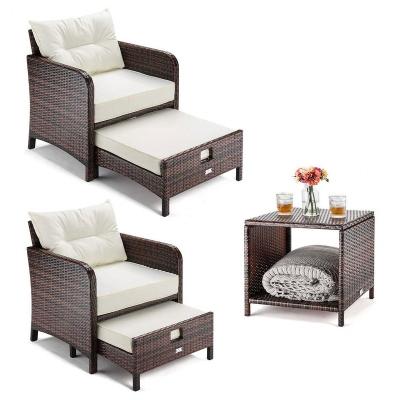 China Traditional 5 Piece Wicker Outdoor Conversation Set - Patio Rattan Furniture Garden Furniture Sofa Set With Stools for sale