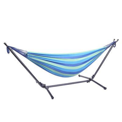 China New Economic Polyester Stripe Hammock with Space Saving Steel Stand and Portable Carry Bag for Outdoor and Indoor Use for sale