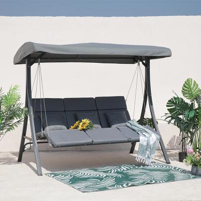 China Contemporary Hot Sale Leisure 3 Seats Hanging Swing Patio Furniture 3 Person Patio Swing for sale