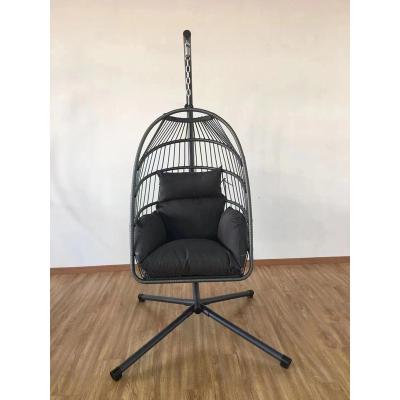 China Modern factory direct supply indoor and outdoor folding fabric polyester rattan egg hanging chair for sale