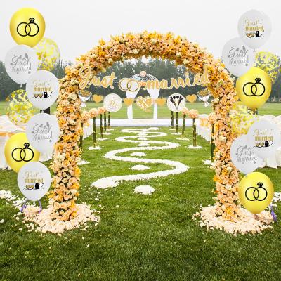 China Wedding Decoration Party White Gold Wedding Party Supplies Event Diamond Ring Just Married Bird Love Bride and Groom Balloon for sale