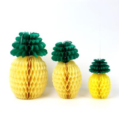 China Hot Selling Creative Hawaii Party Decoration Fruit Paper Pineapple Honeycomb Paper Ball for sale